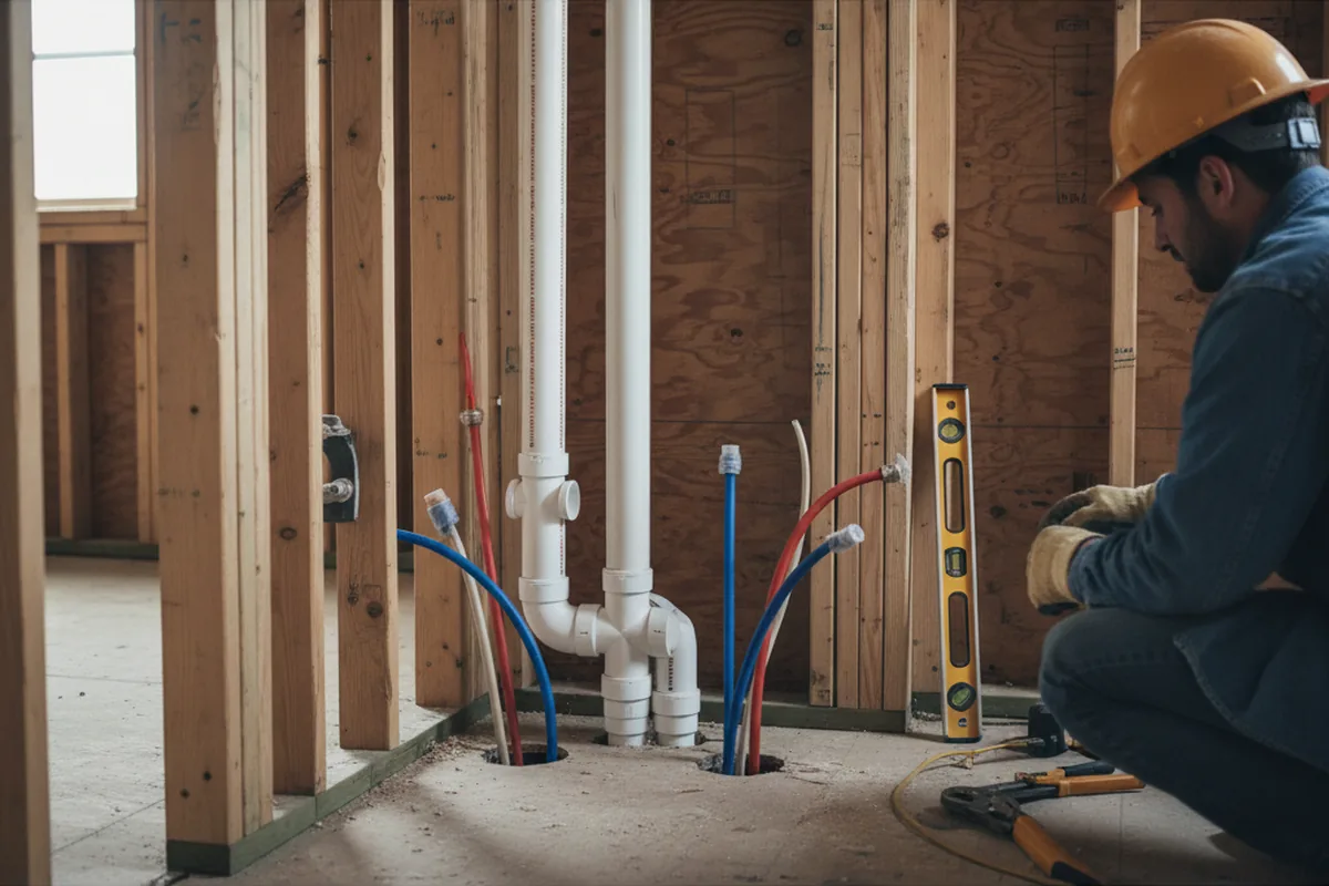 Drain and supply rough-in during Leak Detection in Mayking