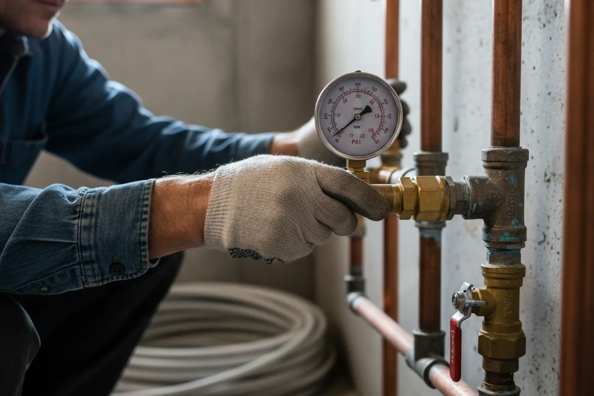 Pressure testing a repaired line during Water Line Repair in Mayking